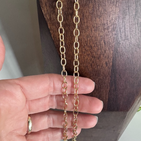 Vintage Avon hammered large necklace pendant amber topaz With Gold Chain - Picture 4 of 4